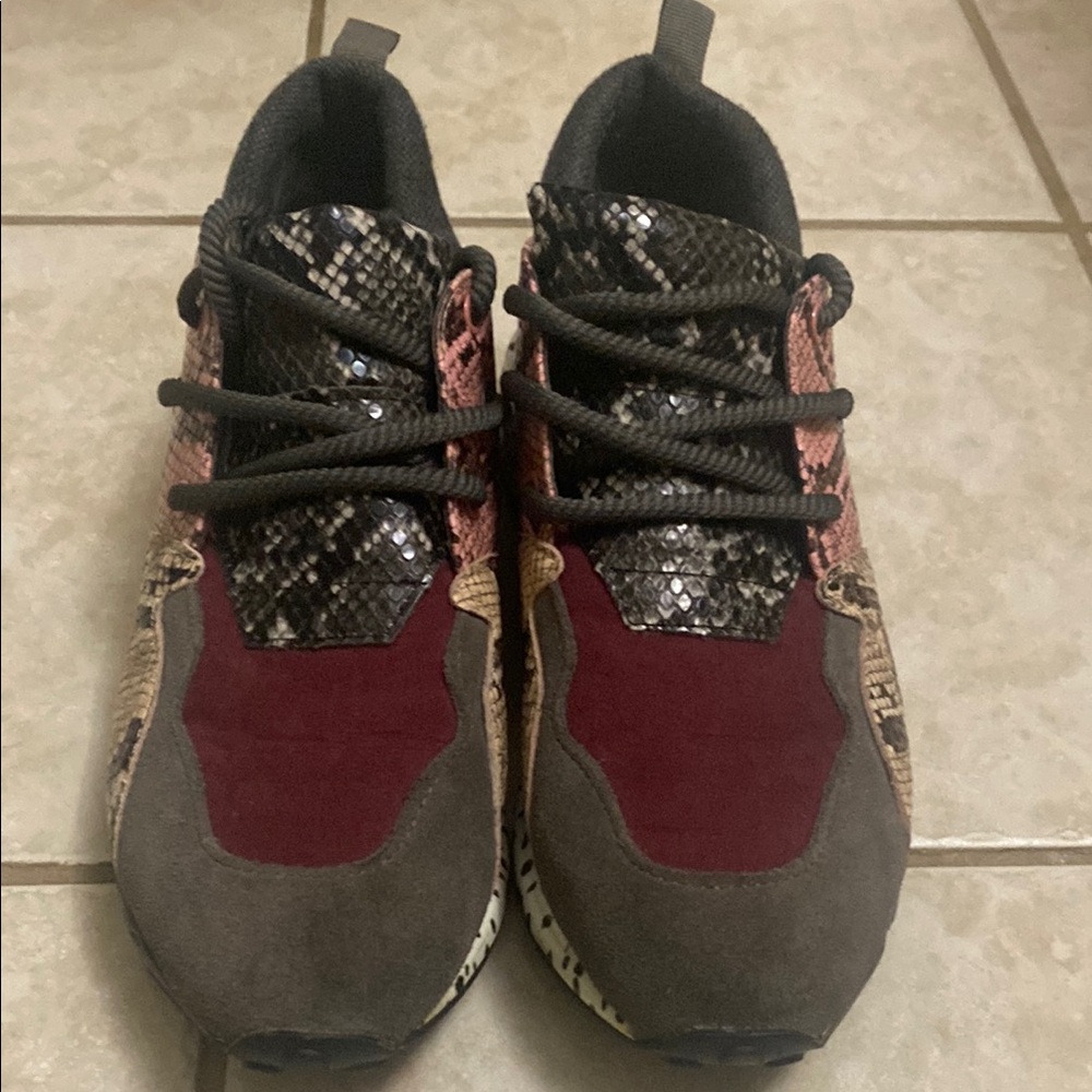 Steve Madden Snakeskin Sneakers with Pink and Black Accents